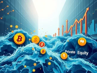 Chart illustrating surging crypto inflows and institutional adoption, showing digital assets outperforming traditional private equity investments.