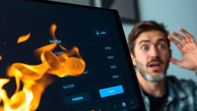 A crypto influencer looking stunned as $75K in PUMP tokens are accidentally burned during a wallet cleanup, highlighting the risks in crypto safety.