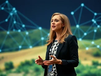 Franklin Templeton CEO Jenny Johnson discussing **crypto infrastructure** investments, highlighting the future of digital asset innovation.