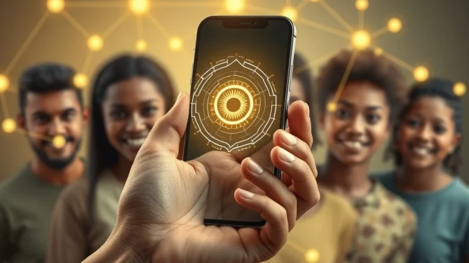 Revolutionary Crypto Lending: Divine Research's Bold Leap with 30,000 Iris-Verified Uncollateralized Loans A digital eye scan unlocking access to a network of uncollateralized crypto loans, symbolizing financial inclusion through World ID technology.