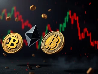 A visual representation of financial losses in the crypto futures market, depicting a sudden drop in Bitcoin price leading to liquidations.