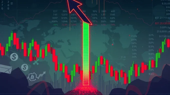 Chart showing a sharp drop in cryptocurrency prices leading to significant crypto liquidations on futures exchanges, highlighting market volatility.