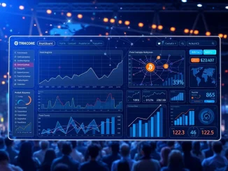 A digital dashboard showing analytics and growth charts, representing how crypto PR agencies use data-driven strategies to achieve significant reach lift for blockchain projects.