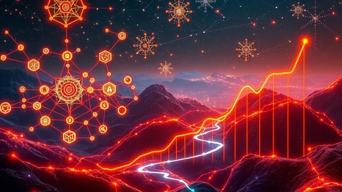 A visual representation of the surging crypto presale market, driven by innovations from Nexchain, WeWake, and Lightchain AI, signifying Web3 adoption.