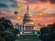 U.S. Capitol with crypto symbols representing new crypto tax regulations