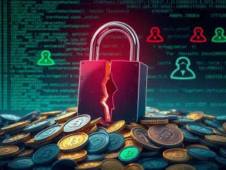 An illustration depicting the alarming rise of crypto theft and cybersecurity attacks impacting digital assets in H1 2025.