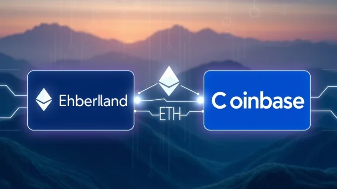 Depiction of a significant Cumberland ETH transfer of $118M to Coinbase Institutional, indicating major institutional crypto movements.