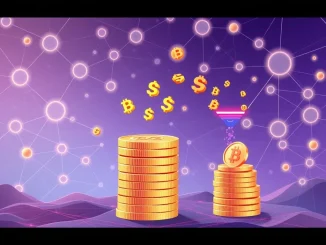 A visual representation of deBridge's DBR token buyback strategy, showing revenue flowing to stabilize the token market post-unlock.