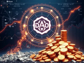 Visualizing DeFi App DAO's strategic move to use 80% of revenue for HOME token buybacks, symbolizing growth and community empowerment within decentralized finance.
