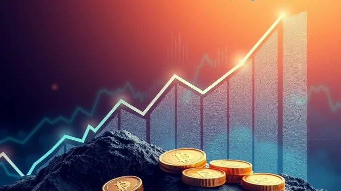 A graph showing significant financial growth, symbolizing DeFi Technologies' impressive $17.4M net profit and strong Valour ETP performance.