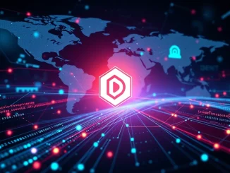 A dynamic visual representing the DENT coin's growth and its role in telecom blockchain and cross-border payments.