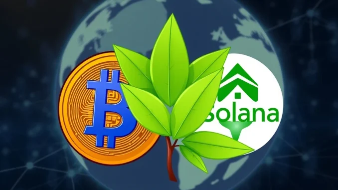 Carbon Credit Tokenization Revolutionizes with DevvStream's $10M Bitcoin & Solana Investment DevvStream's significant Bitcoin and Solana investment for carbon credit tokenization, symbolizing sustainable blockchain finance.