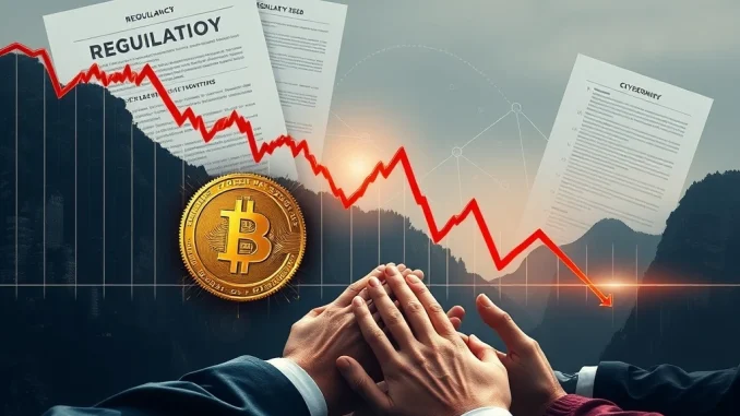 A dramatic chart showing a significant DIA crypto price drop, reflecting market correction and regulatory pressures.