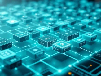 A visual representation of Dinari's new layer-1 blockchain, showcasing the secure and efficient handling of tokenized securities.