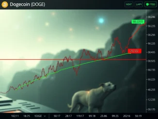 DOGE price chart showing the crucial $0.225 resistance level, indicating a potential market breakthrough or a continued consolidation.