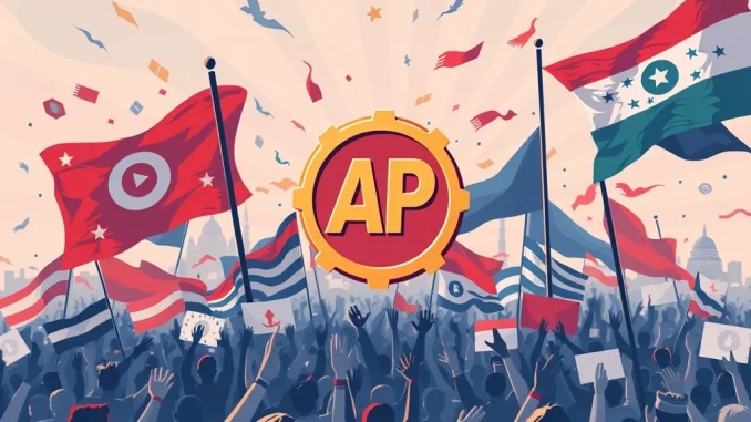 America Party token surge: A vibrant rally blending political activism with digital currency symbols, mirroring the explosive Dogecoin-like growth driven by Elon Musk's influence.