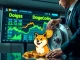 Bit Origin's strategic 40.5M Dogecoin acquisition represented by a corporate hand placing DOGE coins into a treasury.