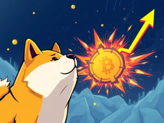 Dogecoin chart showing potential breakout amidst a surging rival, illustrating volatile crypto market dynamics and speculative assets.