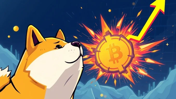 Dogecoin chart showing potential breakout amidst a surging rival, illustrating volatile crypto market dynamics and speculative assets.