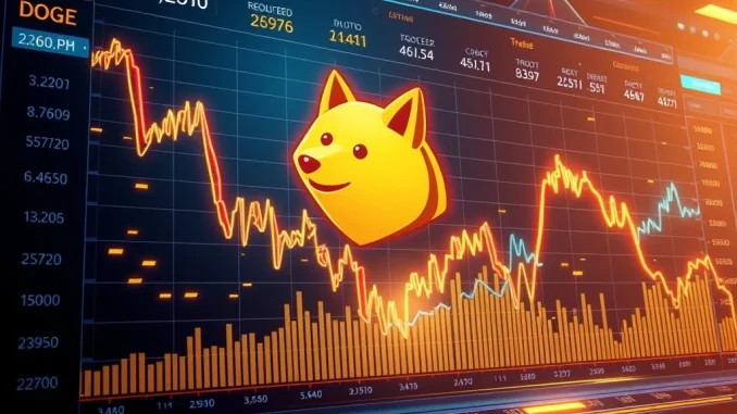Dogecoin price chart showing a 9% plunge and rebound near support levels