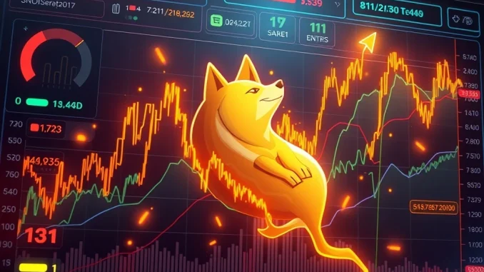 Volatile Dogecoin price chart showing key support and resistance levels