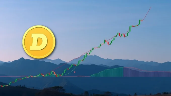 Dogecoin chart showing a crucial trendline retest and RSI indicator, signaling potential bullish reversal.