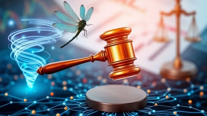 Unprecedented DOJ Crypto Probe: Dragonfly Capital Faces Scrutiny Over Tornado Cash Investment, Raising Alarming Investor Liability Concerns A visual metaphor depicting the DOJ Crypto Probe into Dragonfly Capital's investment, symbolizing growing crypto investor liability.