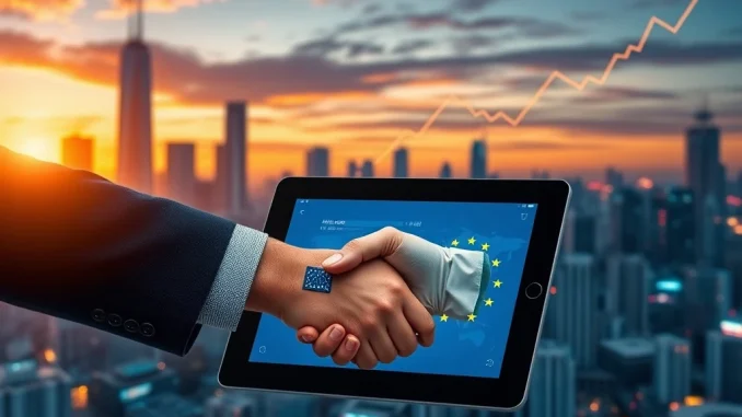 A chart showing Dow Futures rising, symbolizing renewed market optimism after the US-EU Trade Deal.