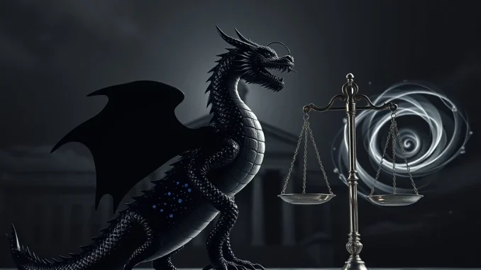 Dragonfly Capital's legal team defiantly facing DOJ charges, symbolizing the crucial crypto compliance battle over Tornado Cash sanctions.