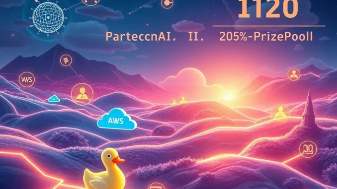 Revolutionary: Duckchain Unveils $1.11M AI Unchained Hackathon with AWS Duckchain's AI Unchained Hackathon logo prominently displayed with AWS branding, symbolizing their innovative partnership in blockchain AI development.