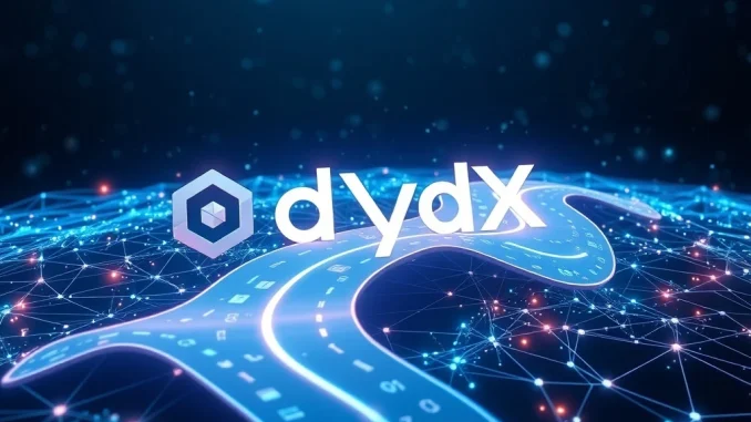 Visual representation of the **dYdX roadmap**, highlighting its strategic direction for decentralized exchange innovation and growth.