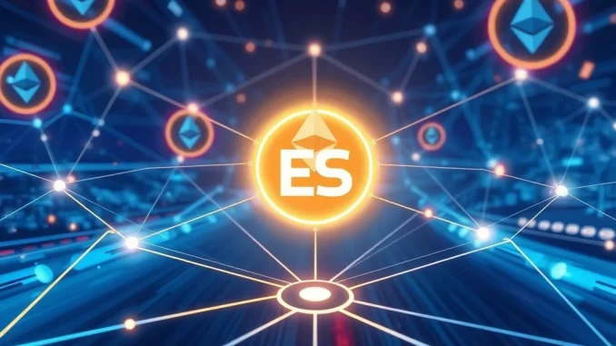 A visual representation of the Eclipse ES token acting as a bridge between the Ethereum and Solana ecosystems, highlighting its innovative utility.
