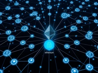 Abstract representation of EigenLayer's multi-chain verification connecting various networks, enhancing Ethereum Ecosystem security.