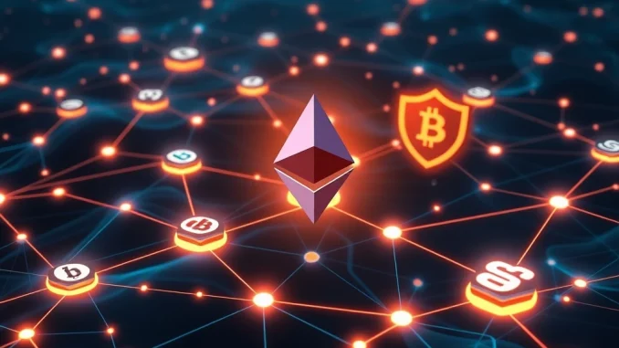 A visual representation of EigenLayer's groundbreaking multi-chain verification, connecting Ethereum restaking to diverse Layer-2 networks for enhanced security and scalability.