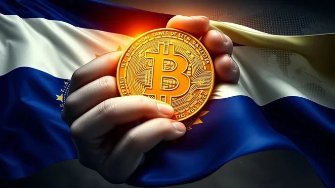 El Salvador's President making a bold Bitcoin purchase, symbolizing the nation's unique crypto adoption strategy amidst IMF financial oversight. Key for Bitcoin News.