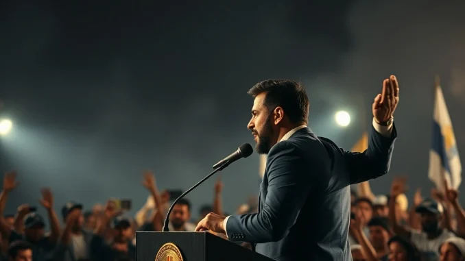 Nayib Bukele addressing supporters after abolishing presidential term limits in El Salvador