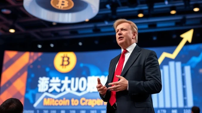 Eric Trump confidently discusses a million dollar Bitcoin price prediction at a crypto conference, highlighting the future of digital assets.