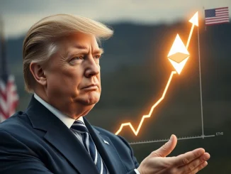 Eric Trump confidently observes a rising Ethereum chart, celebrating ETH gains and crypto market resilience.