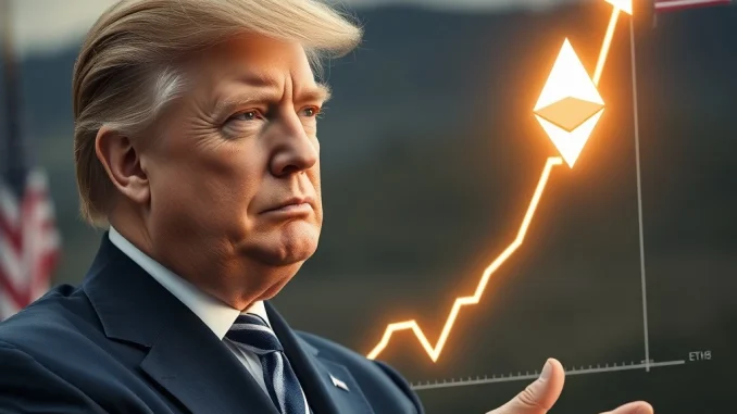 Eric Trump confidently observes a rising Ethereum chart, celebrating ETH gains and crypto market resilience.