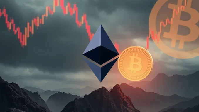 A visual representation of a potential ETH correction on a market chart, highlighting the volatile nature of cryptocurrency prices.