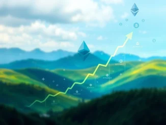 A digital chart visually representing the surge in ETH futures open interest, reaching a record $70 billion, highlighting significant market growth.