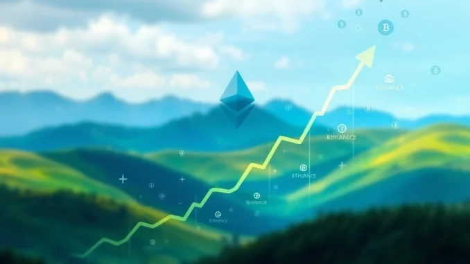 A digital chart visually representing the surge in ETH futures open interest, reaching a record $70 billion, highlighting significant market growth.
