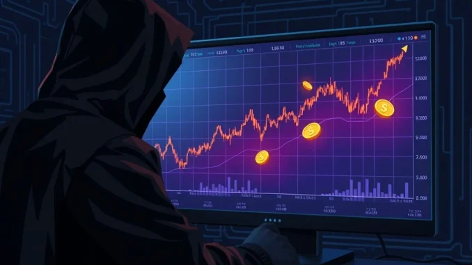 A hacker figure profiting from an ETH price surge, illustrating how cybercriminals exploit market rallies after illicit gains.
