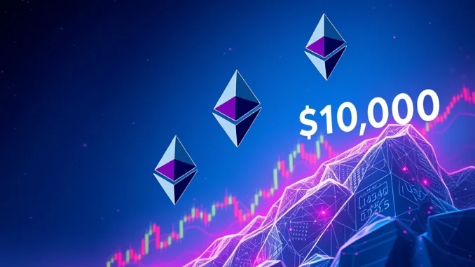 Visualizing the ambitious ETH price prediction of $10,000, driven by Ethereum ETF potential and market optimism.