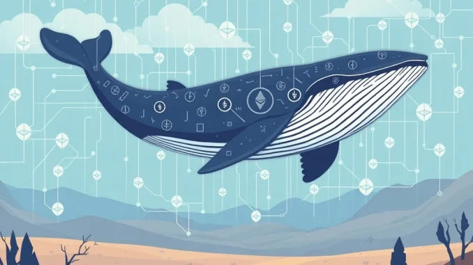 An abstract depiction of a large ETH transfer from an Ethereum whale wallet to Ceffu, symbolizing a significant blockchain event.