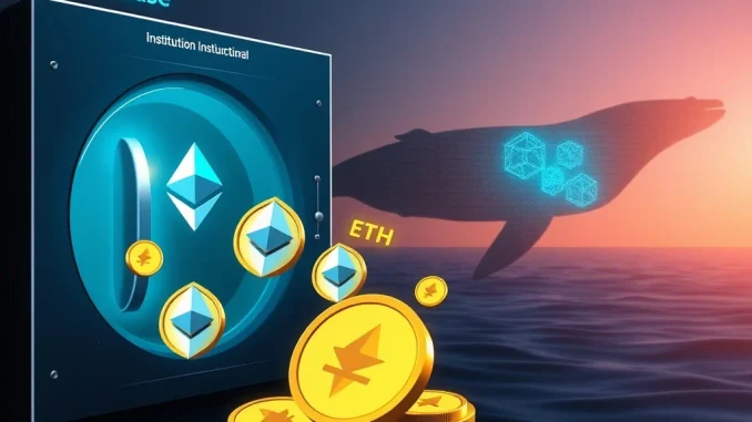Depiction of a large ETH transfer from Coinbase Institutional to an unknown wallet, symbolizing crypto whale activity.