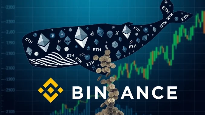 An ETH whale depositing a large sum of unstaked Ethereum into Binance, symbolizing significant market activity.