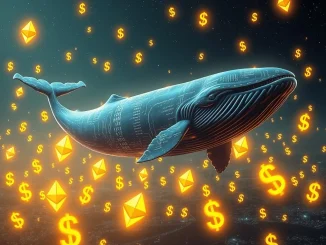 An ETH whale making a large profit, symbolizing significant Ethereum trading success and market impact.