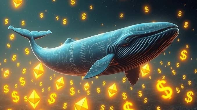 An ETH whale making a large profit, symbolizing significant Ethereum trading success and market impact.
