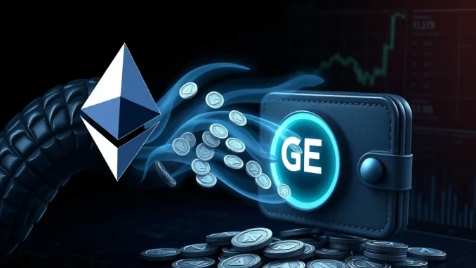 Massive ETH Withdrawal Signals Bullish Shift for Ethereum Holders Illustrates a large ETH withdrawal from Kraken, indicating a move to secure cold storage and positive market sentiment for Ethereum.